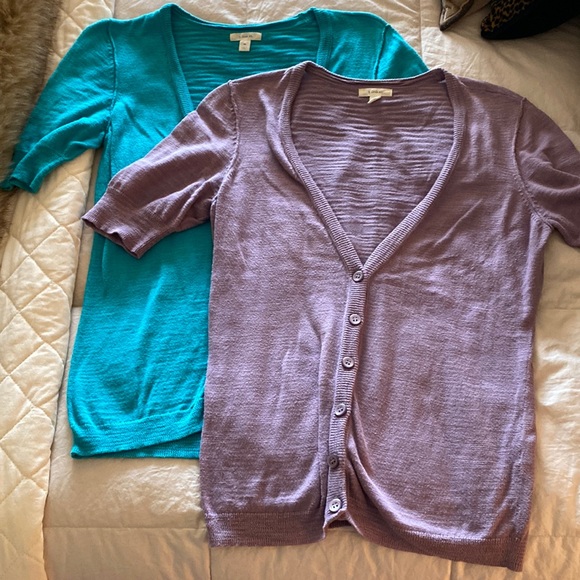 Caslon Sweaters - Two Caslon Short Sleeve 100% Cotton Cardigans